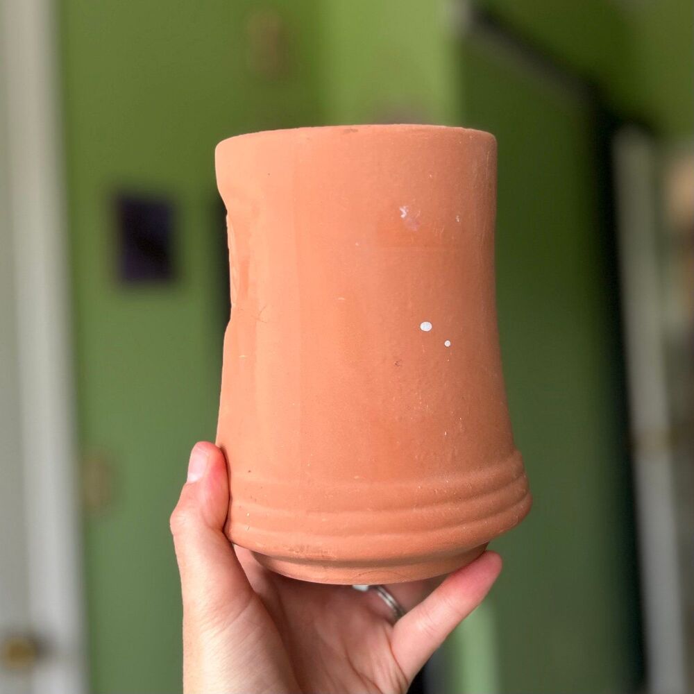 Clay Orange Pottery Farmhouse Kitchen Utensils Holder Cottagecore Accent - Picture 3 of 9
